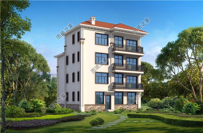 简欧式四层农村自建房别墅设计图效果图,户型方正大气