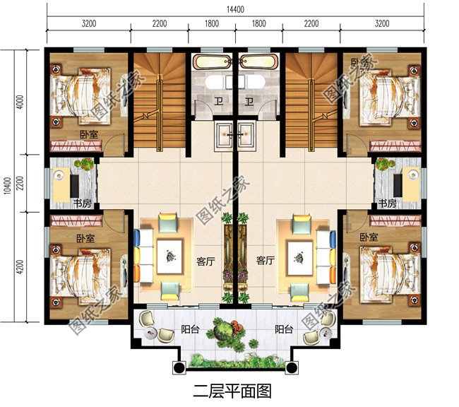 2019新款农村三层双拼自建房设计图,占地150平米左右