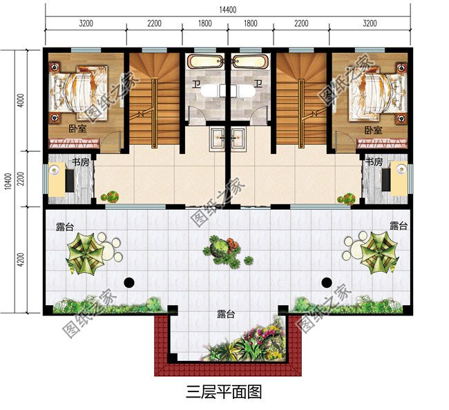 2019新款农村三层双拼自建房设计图,占地150平米左右