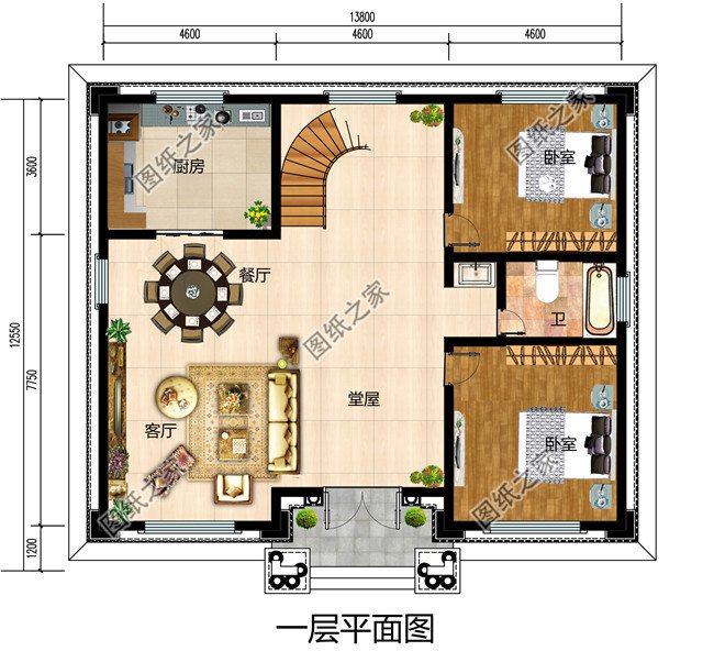 农村三间四层楼房设计图,农村轻奢型四层别墅