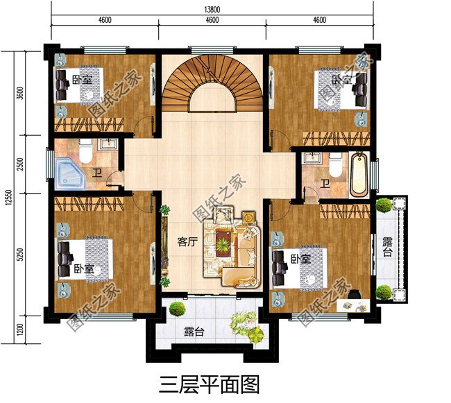 农村三间四层楼房设计图,农村轻奢型四层别墅