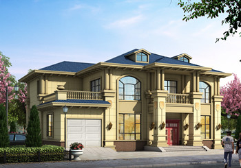 农村带车库两层欧式农村别墅设计图纸,占地220平方米左右