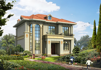 100来平复式旋转楼梯二层简欧别墅设计图,户型实用