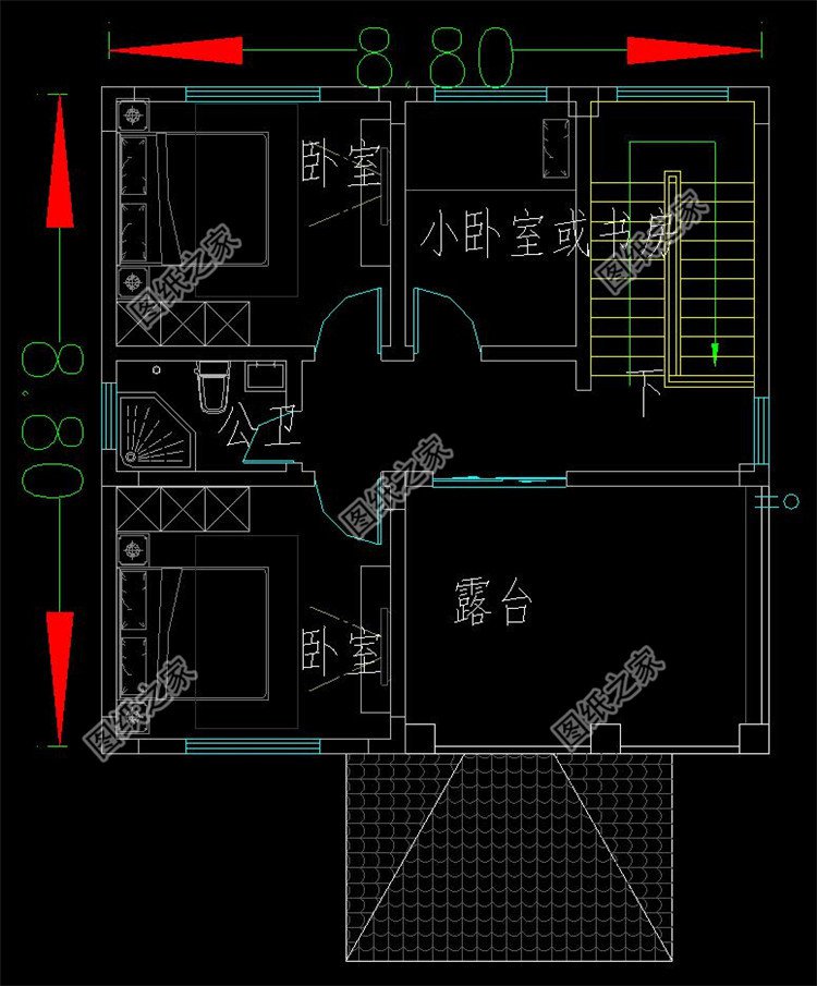 80平方米三层农村自建民房设计图,小户型别墅方案