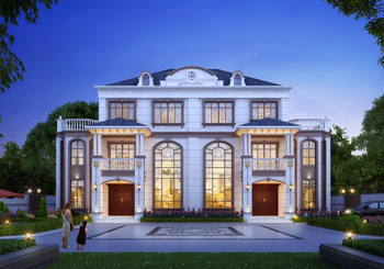 带地下室的农村三层双拼别墅设计图,复式户型,面宽23米