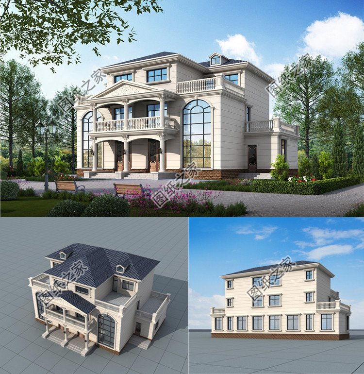 欧式三层双拼别墅效果图