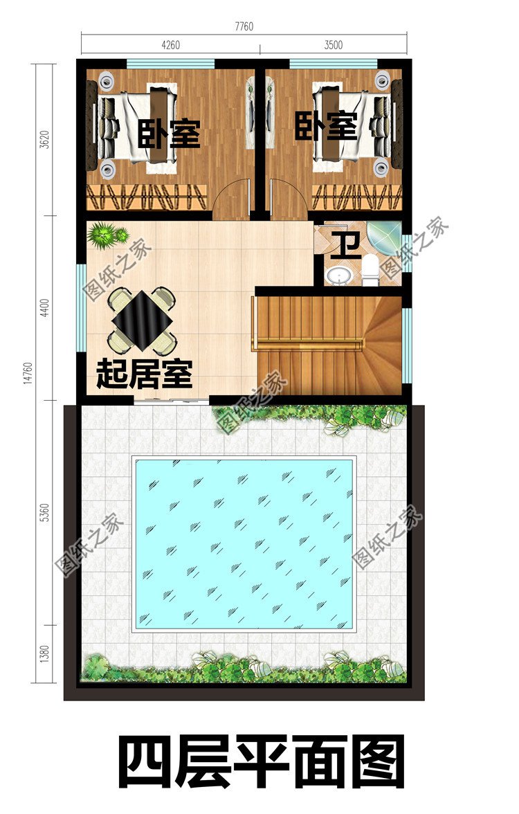 小面宽的农村简单四层平屋顶