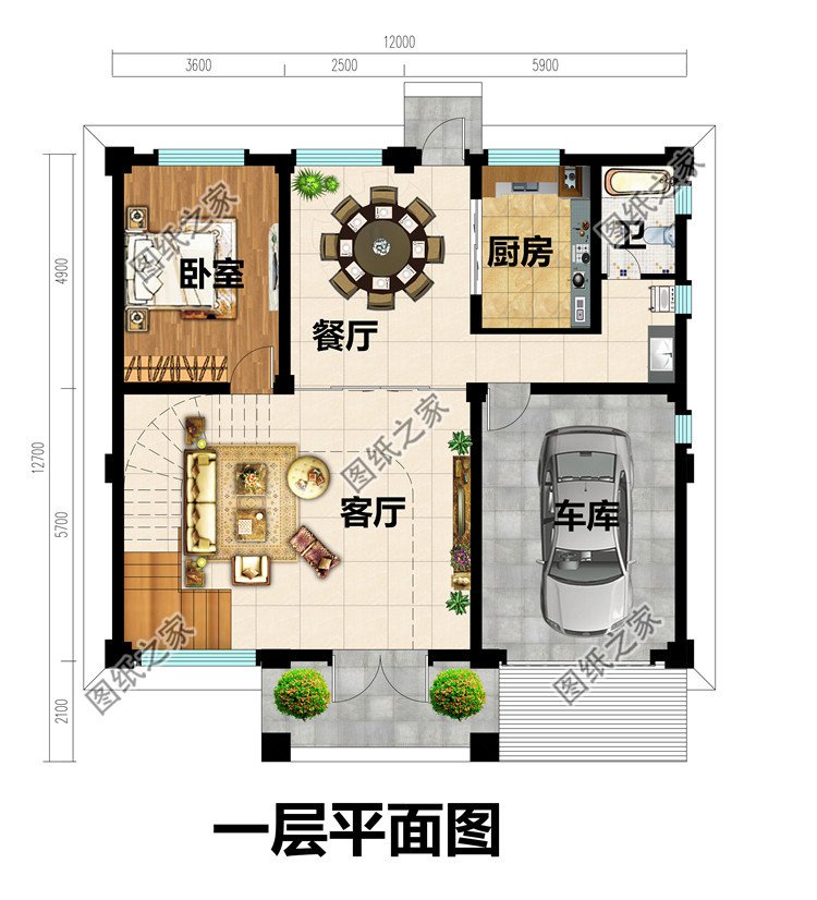 简欧式三层半(4层)农村自建房别墅
