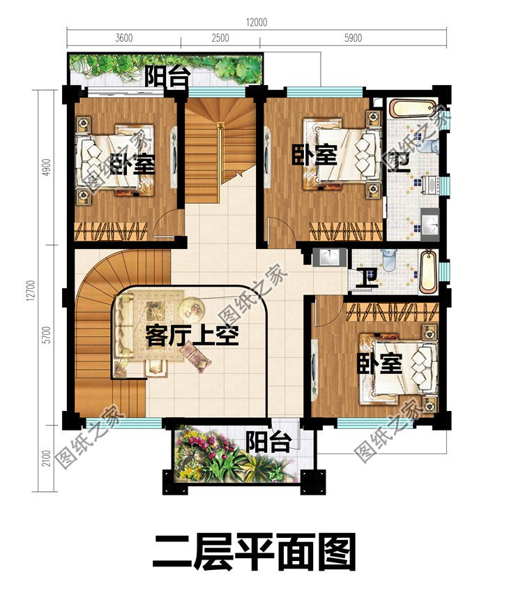 简欧式三层半(4层)农村自建房别墅