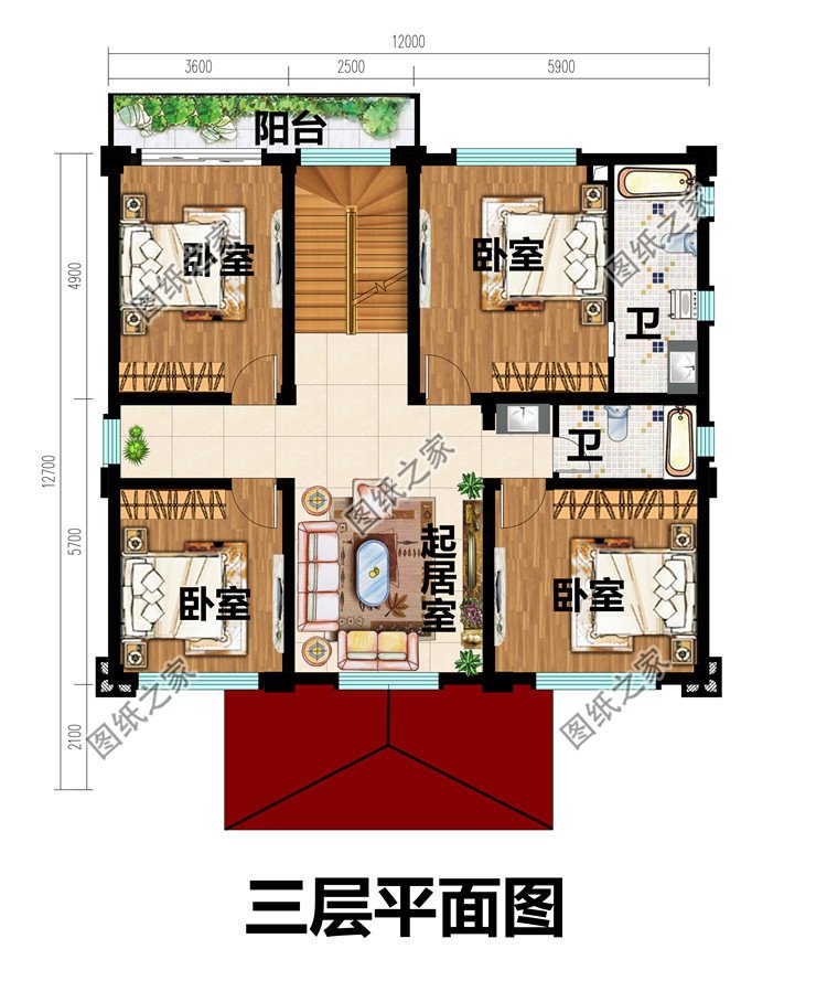 简欧式三层半(4层)农村自建房别墅