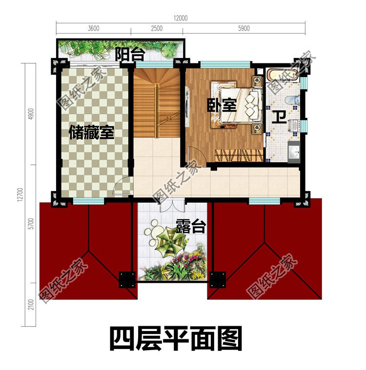 简欧式三层半(4层)农村自建房别墅