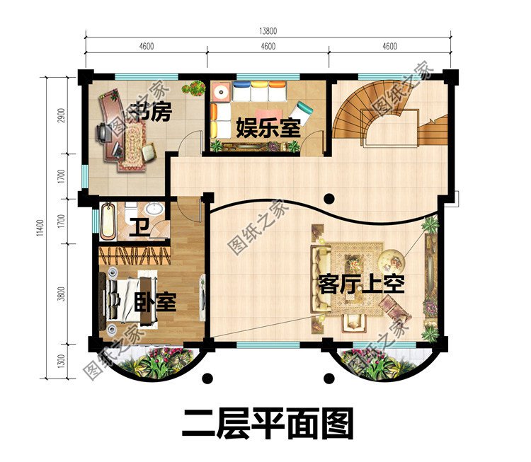 四层巴洛克别墅设计图二层平面图