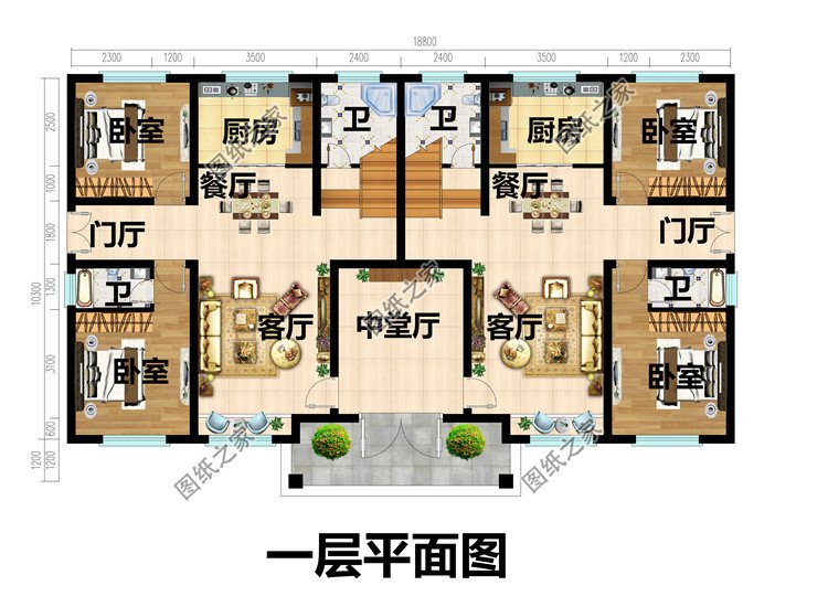 农村三层双拼别墅设计图