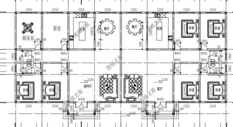 便宜双拼别墅设计图一层