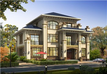 大户型高端三层别墅设计图纸,外观效果图+CAD建筑图