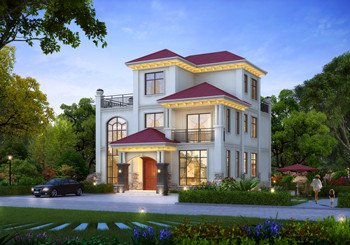 乡村最美三层别墅设计图自建房户型,外观图精致漂亮