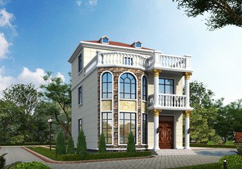 面宽不到8米的农村二层半别墅建筑图纸及效果图