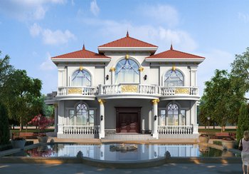 巴洛克风格农村二层别墅设计图(偏法式),对称式设计,太讲究了