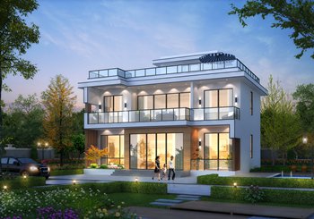 时尚二层现代风别墅设计图纸,平屋顶方案13×10米