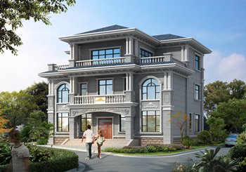 客厅中空的三层豪华小别墅设计图,时尚靓丽,乡下建一栋有面子