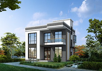 面宽11米现代风二层小别墅,平屋顶设计,紧跟潮流时尚前卫