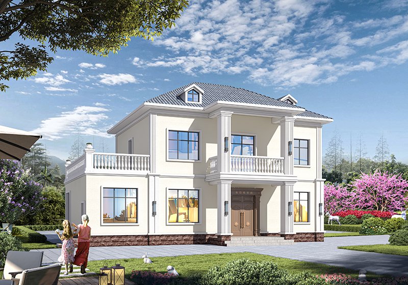 带配房的二层农村小别墅设计图,大方适用,耐看经济