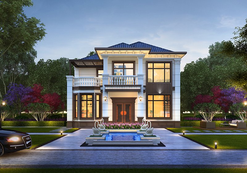 农村小别墅设计图二层,占地不大颜值高,最适合农村建造