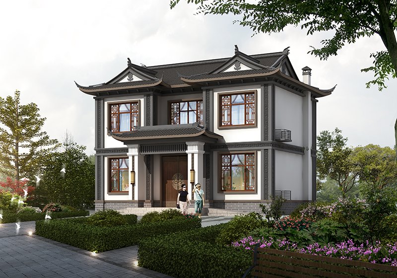 小占地二层徽派别墅设计图,白墙黛瓦韵味十足,太气派了