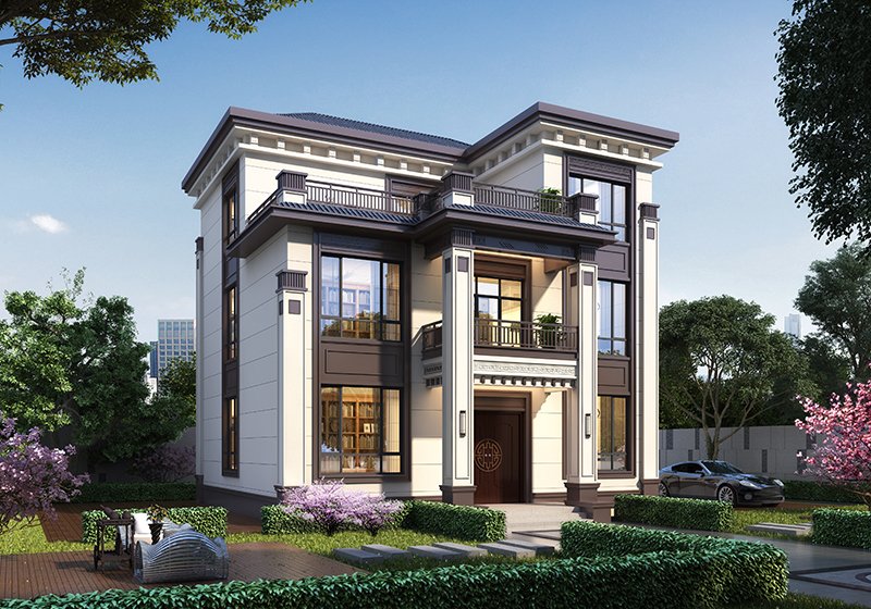 豪华大气三层农村自建房设计图,经典大气,百看不厌,新中式风格