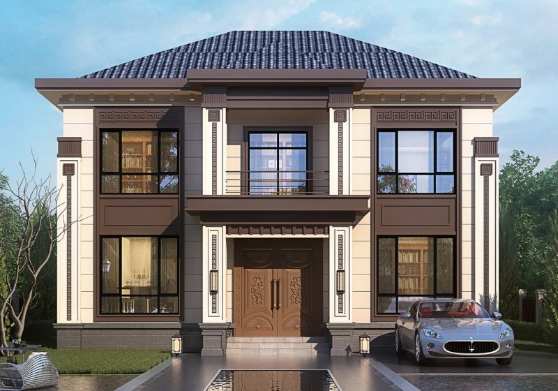 12.8x10米二层自建房别墅设计图,大气美观实用,建造无忧