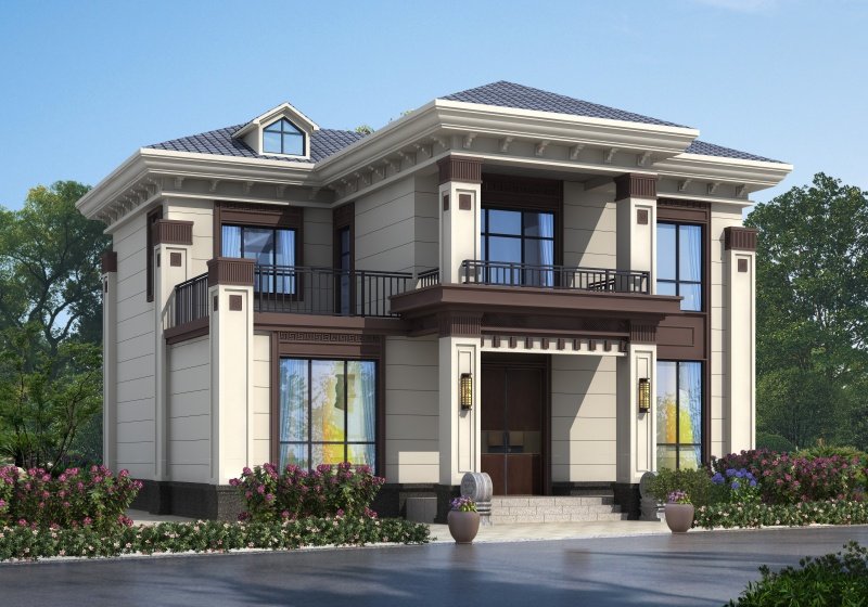 实用型二层别墅设计方案,占地120平米简单大方最耐看