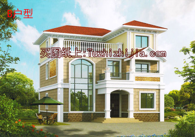 复式、旋转楼梯三层别墅设计方案图,户型合理、实用