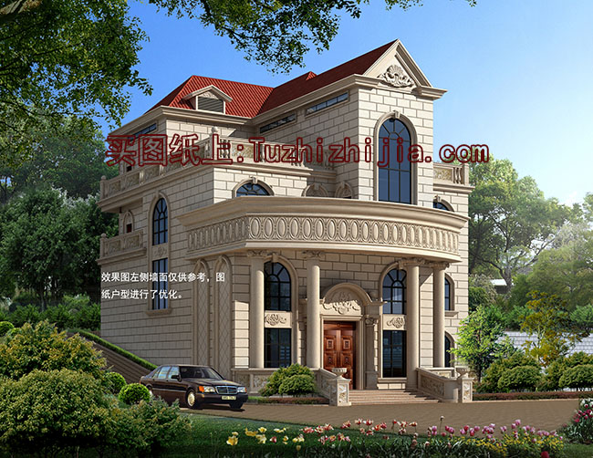 农村两间四层楼房设计图,外观效果图+全套图纸