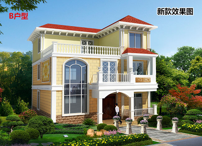 复式、旋转楼梯三层别墅设计方案图,户型合理、实用