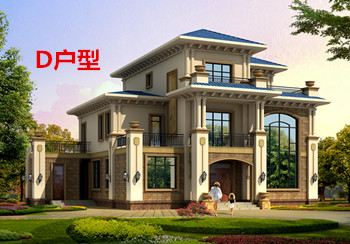 欧式三层楼房设计图,客厅中空,旋转楼梯,带土灶房