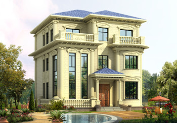 120平面三层乡村楼房设计图及效果图,欧式风格