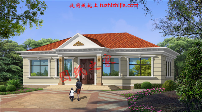 农村盖平房设计大全图,乡下建房一层户型图及效果图