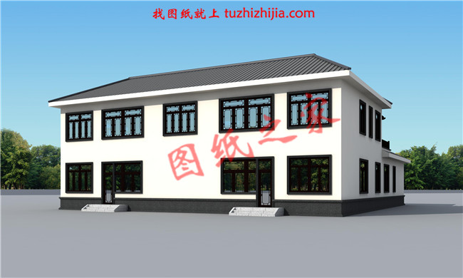 二层小型简单四合院设计图,户型方正,左右对称,传统文化的传承