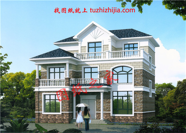 两层半20万农村自建房,占地120平米左右_三层别墅设计图_图纸之家