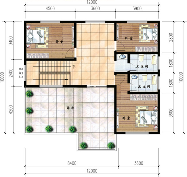 三层三间别墅设计图方案,含外观图片,自建推荐