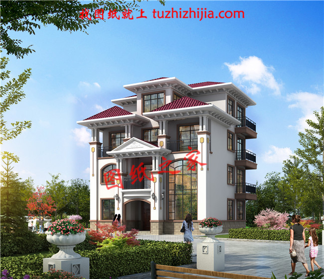 最新款农村四层别墅设计图纸户型图,带挑空客厅