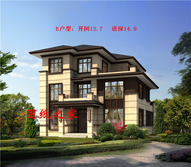 精选五套人气颇高的三层中式别墅,五种户型,五种尺寸