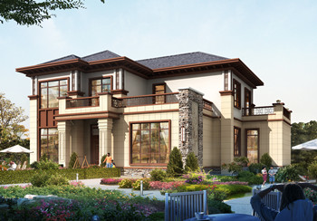 最美中式农村别墅二层三间的房子图,带土灶房,娱乐室,大露台