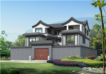 新中式农村三层四合院别墅设计图,四合院风格的别墅图