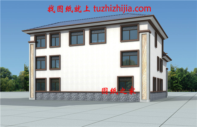 新农村中式三层四合院别墅设计户型图,带电梯设计