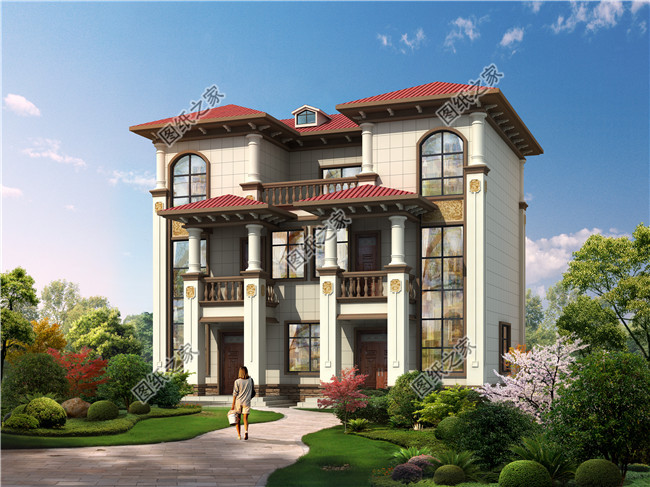 简单大气农村兄弟三层双拼别墅设计图,13X8米