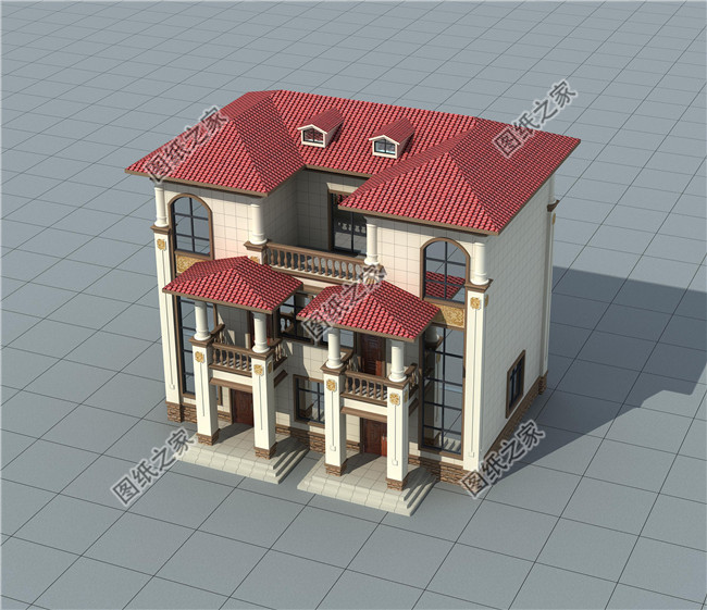 简单大气农村兄弟三层双拼别墅设计图,13X8米