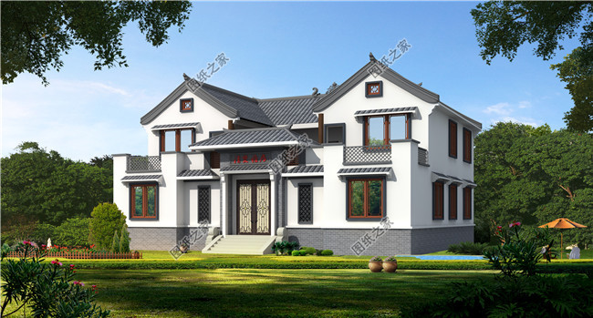 最受欢迎的农村二层中式小四合院设计图,占地200平左右