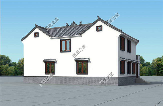 最受欢迎的农村二层中式小四合院设计图,占地200平左右