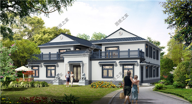 中式传统二层四合院独立住宅别墅设计图,典雅大气